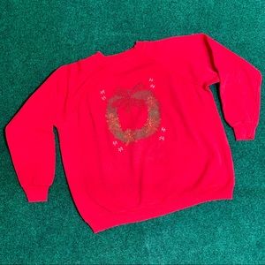 Vintage Christmas Gingerbread Wreath Sweatshirt L